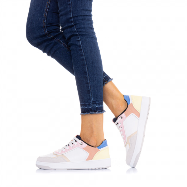 Γυναικεία αθλητικά παπούτσια Aimee λευκό με ροζ, 4 - Kalapod.gr